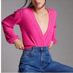 Anthropologie x Amadi Knit Long Sleeve Sweater Pink